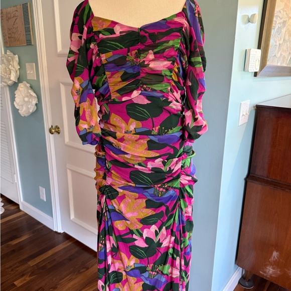 Diane von Furstenberg Dacey Oasis Mesh Ruched Dress with sweetheart neckline - Picture 2 of 7